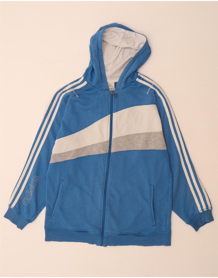 ADIDAS Pull à capuche zippé graphique pour homme UK 34/36 Petit Bleu Colorblock