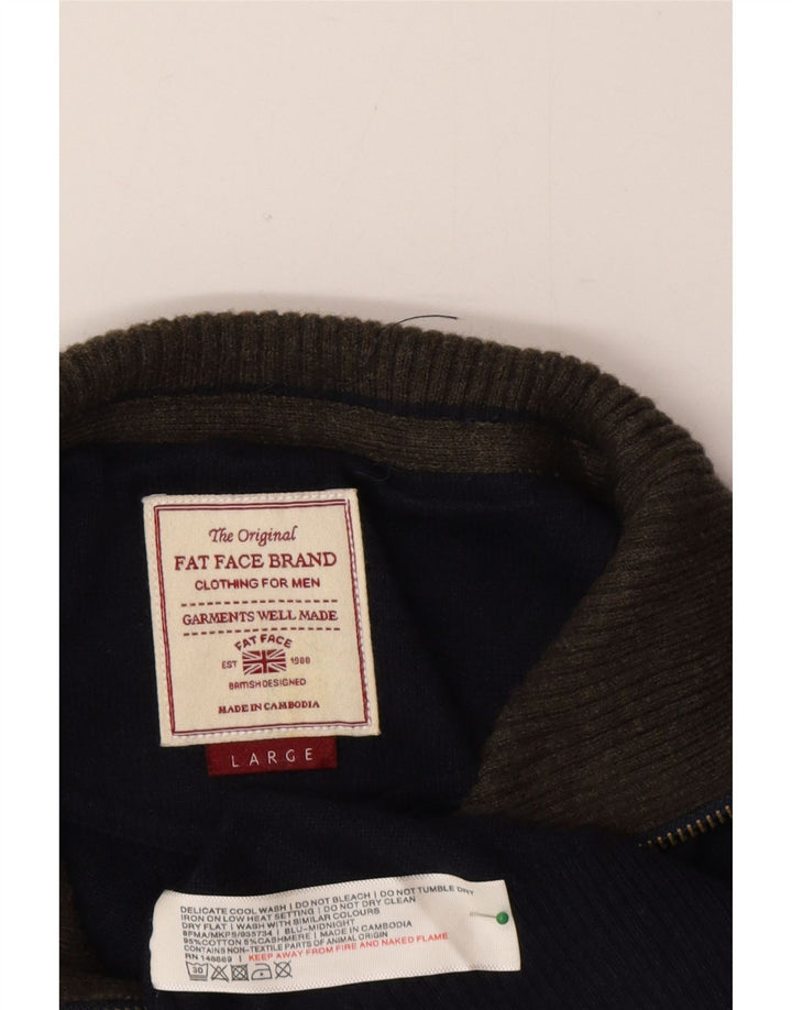 Fat Face Pull col zippé pour homme en coton bleu marine Taille L