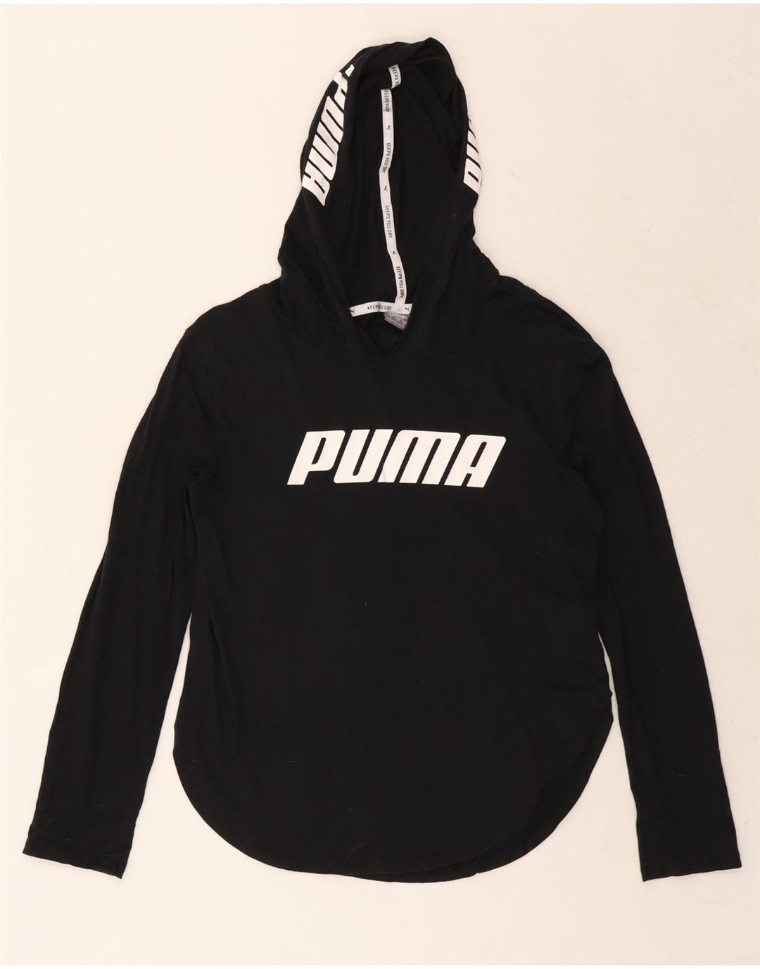 PUMA Haut graphique à capuche à manches longues pour femme UK 10 Small Noir Coton