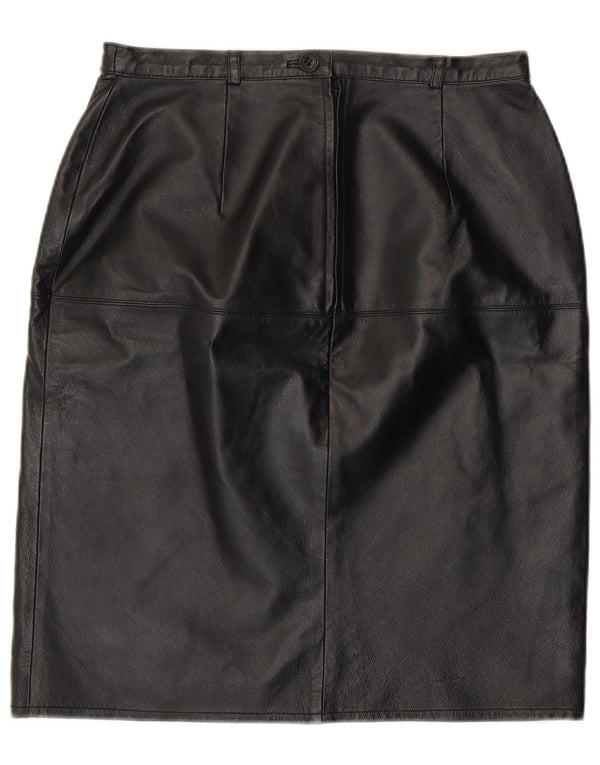 jupe crayon en cuir femme vintage UK 12 Moyen W28 Cuir Noir