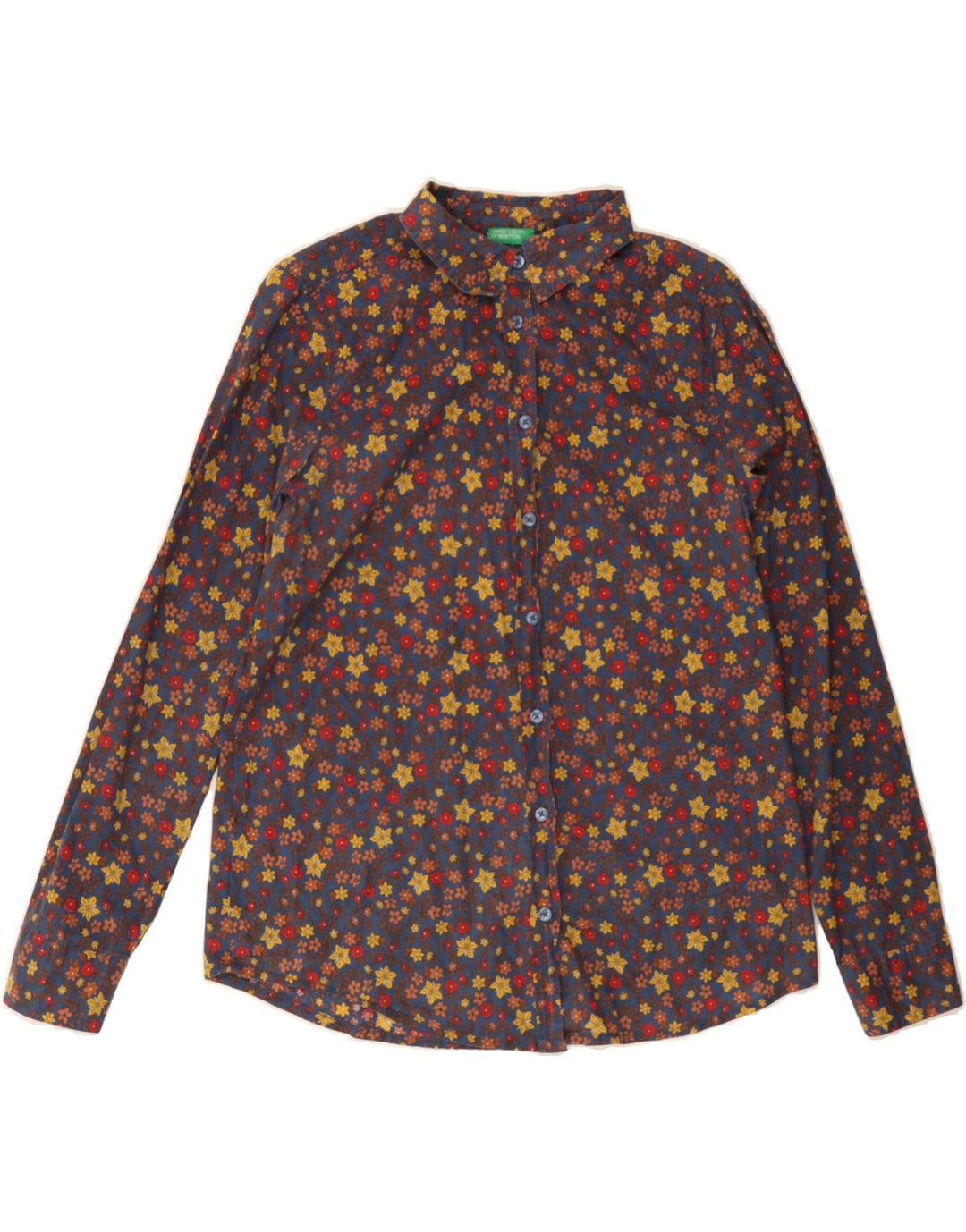 BENETTON Womens Shirt UK 10 Small Multicoloured Floral Cotton Vintage Benetton and Second-Hand Benetton from Messina Hembry 