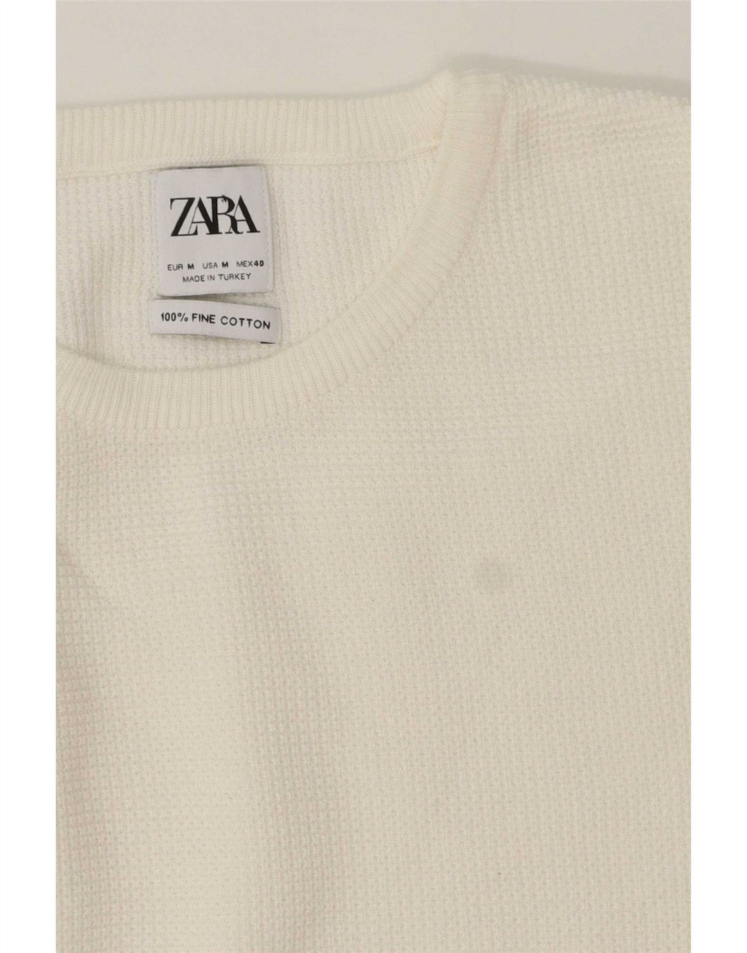 Zara Pull à col rond pour homme en coton blanc moyen