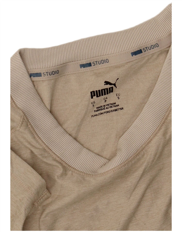 PUMA Mens T-Shirt Top Small Beige Polyester