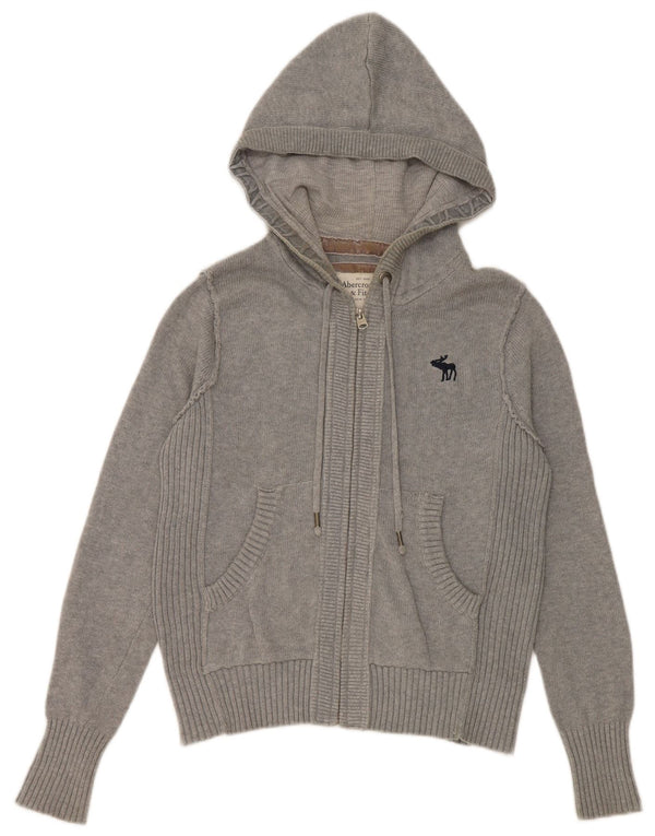 Abercrombie & Fitch Pull cardigan à capuche pour femme UK 12 Gris moyen