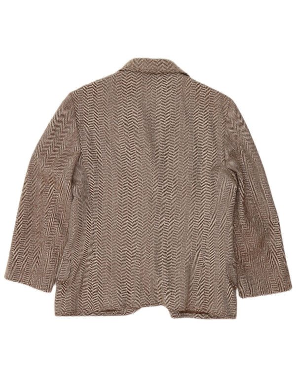 Genny Veste Blazer 3 Boutons pour Femme UK 16 Grande Laine à Chevrons Marron