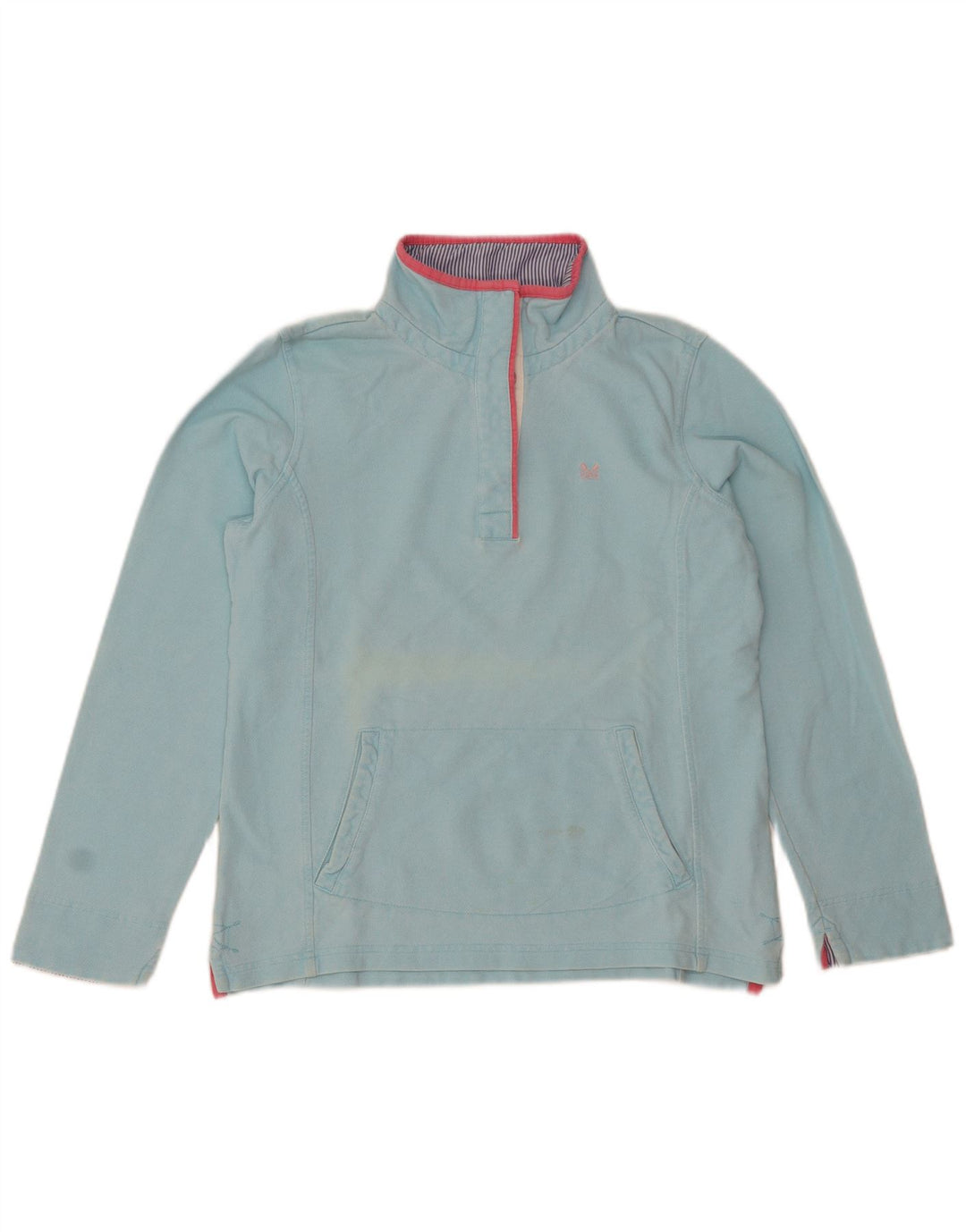 Crew Clothing Sweat-shirt à col boutonné pour femme UK 12 Bleu moyen Coton