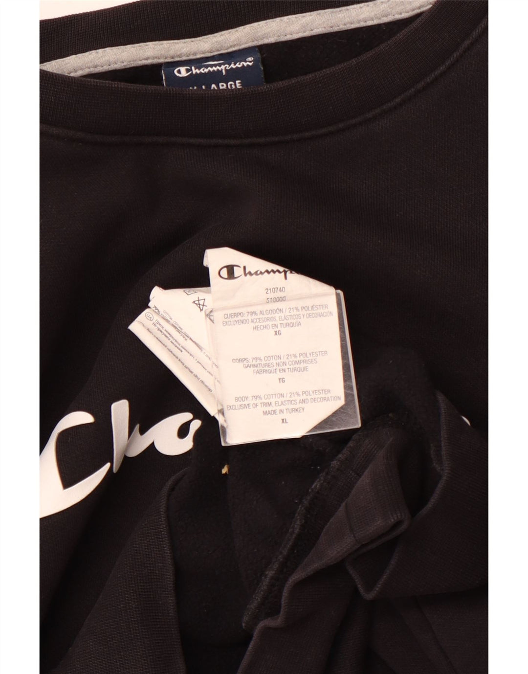 CHAMPION Sweat-Shirt Graphique Homme XL Noir Coton Sports
