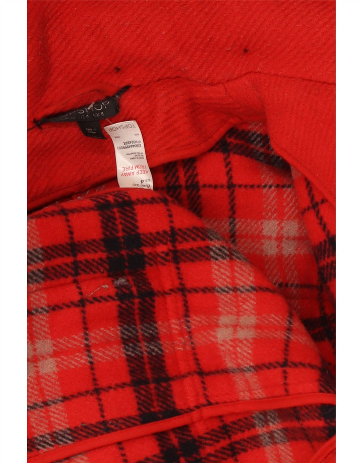 Topshop Duffle Coat à capuche pour femme UK 8 Petite laine rouge