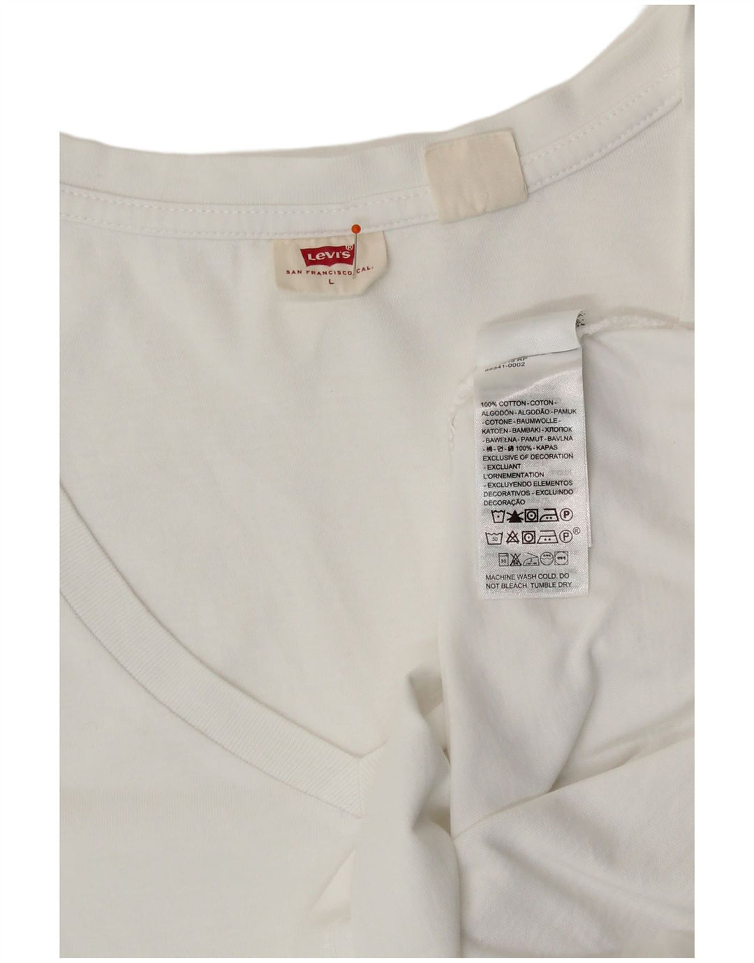 Levi's T-Shirt Femme UK 14 Large Blanc Coton