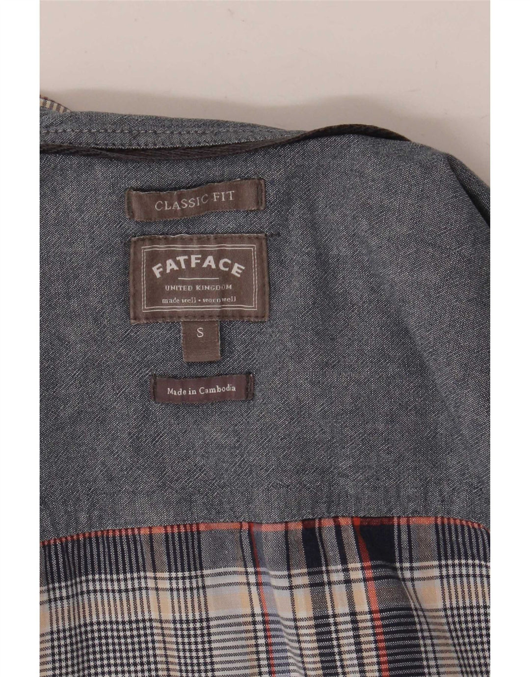 Fat Face Chemise à manches courtes pour homme Coupe classique Petit carreaux gris
