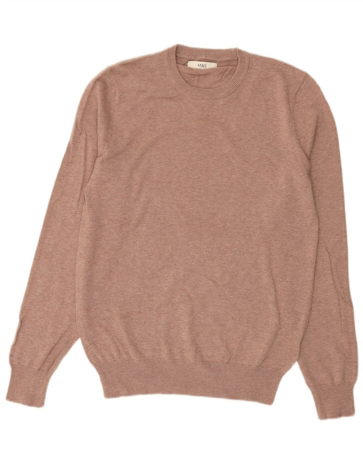 Marks & Spencer Pull Col Rond Homme Rose Moyen Coton