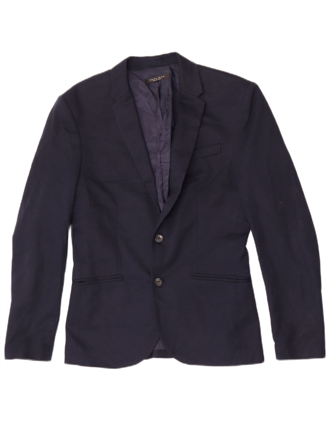 Zara Veste blazer à 2 boutons pour homme UK 38 Bleu marine moyen Polyester