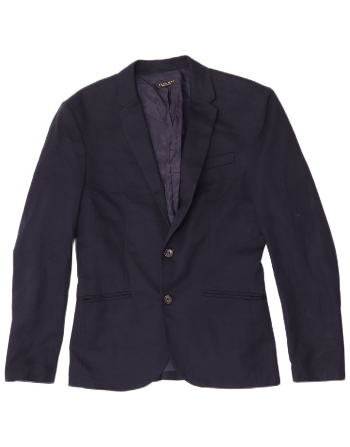 Zara Veste blazer à 2 boutons pour homme UK 38 Bleu marine moyen Polyester