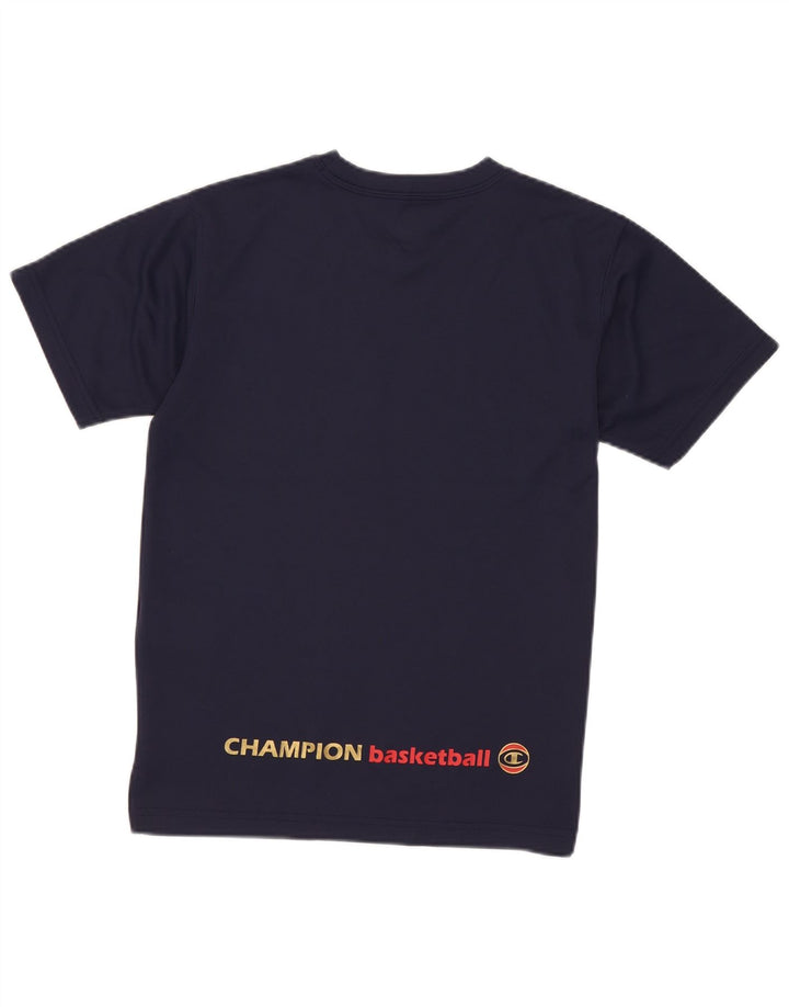 Champion T-Shirt Graphique Garçon 9-10 Ans Bleu Marine Polyester