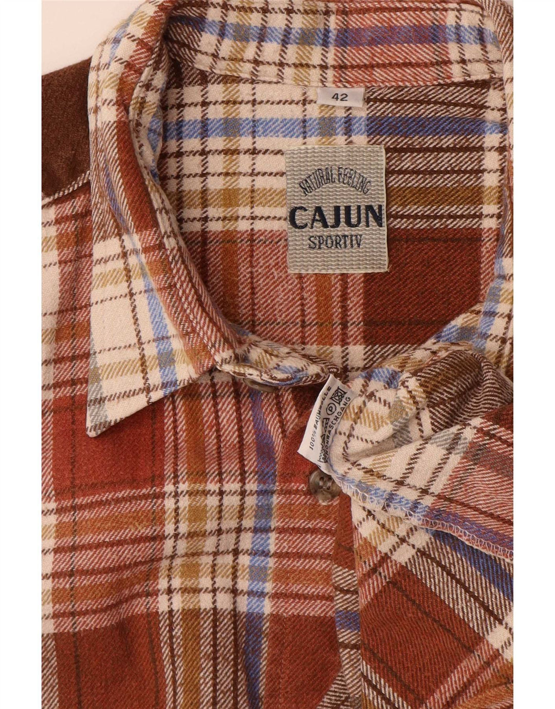 Cajun Chemise en flanelle pour homme Taille 42 Grand coton à carreaux marron