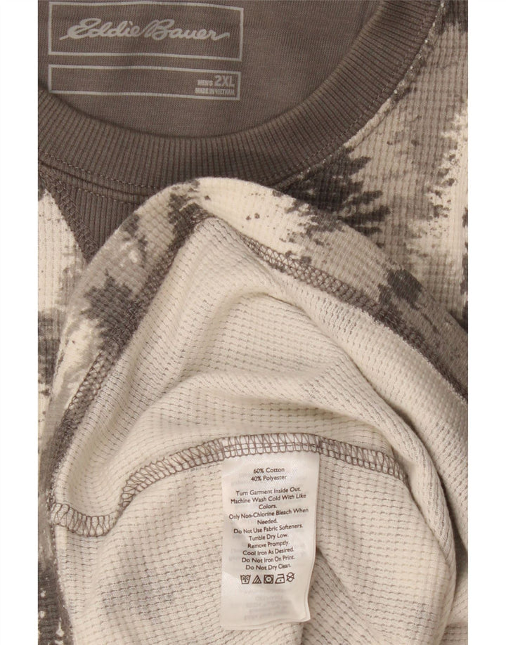 EDDIE BAUER Haut à motif abstrait pour hommes à manches longues 2XL en coton gris