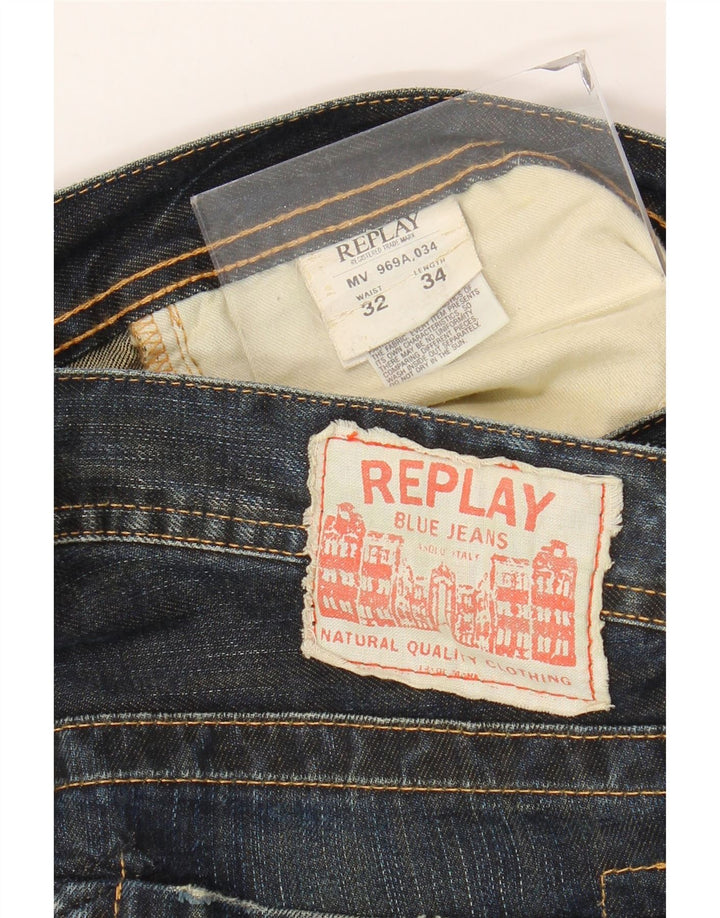 Replay Jean Droit Femme W32 L29 Bleu Marine Coton