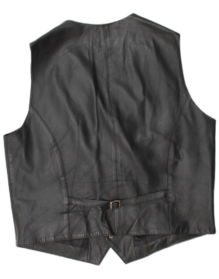 gilet en cuir homme vintage 2XL Cuir noir
