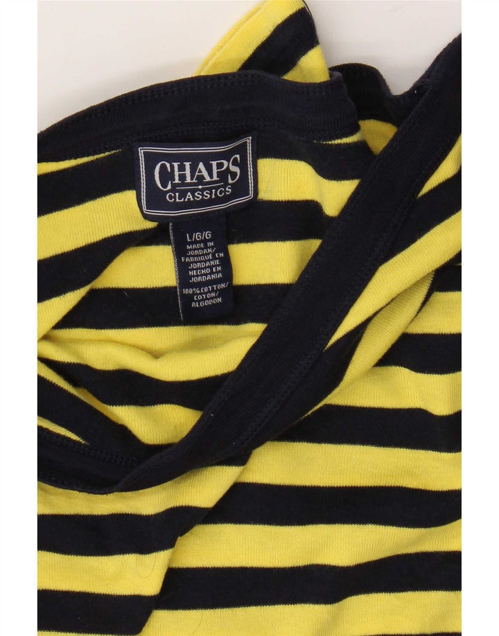 Chaps Womens Classics Top Manches 3/4 UK 16 Grand Coton Rayé Jaune