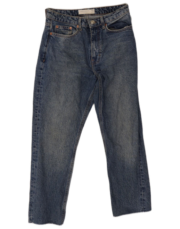 Topshop Jean court droit pour femme UK 8 Small W26 L24 Bleu Coton