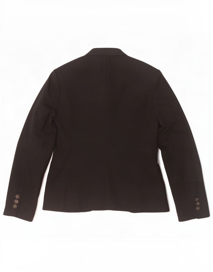 Zara Femme 1 Bouton Blazer Veste EU 38 Petit Noir Polyester