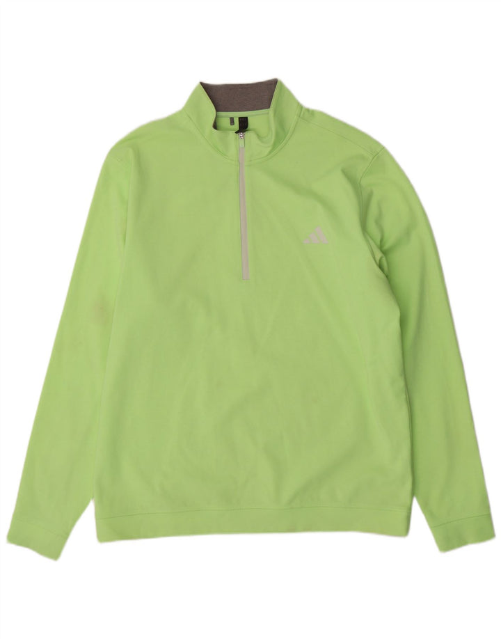Adidas Haut de survêtement à col zippé pour homme Grand polyester vert