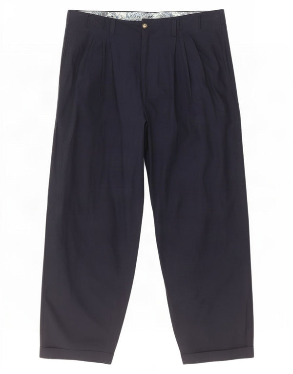 Pantalon Chino Pegged Vintage Homme IT 50 Large W32 L27 Coton Bleu Marine