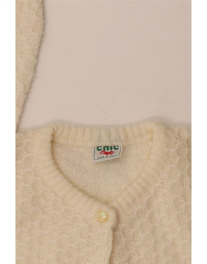 vintage Femme Cardigan Pull UK 10 Petit Off White