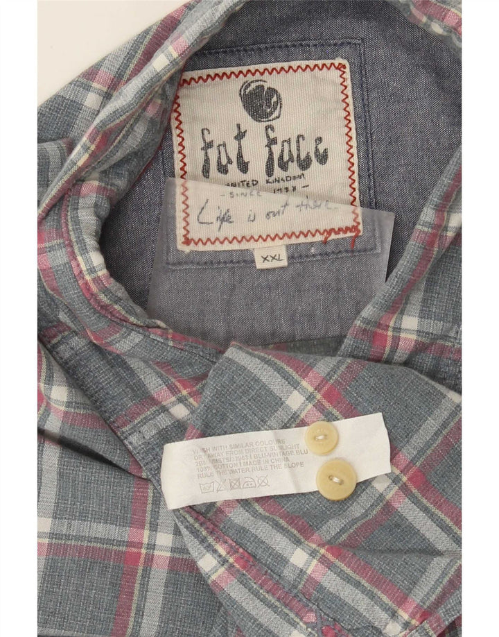 Fat Face Chemise coupe régulière pour homme 2XL en coton à carreaux gris