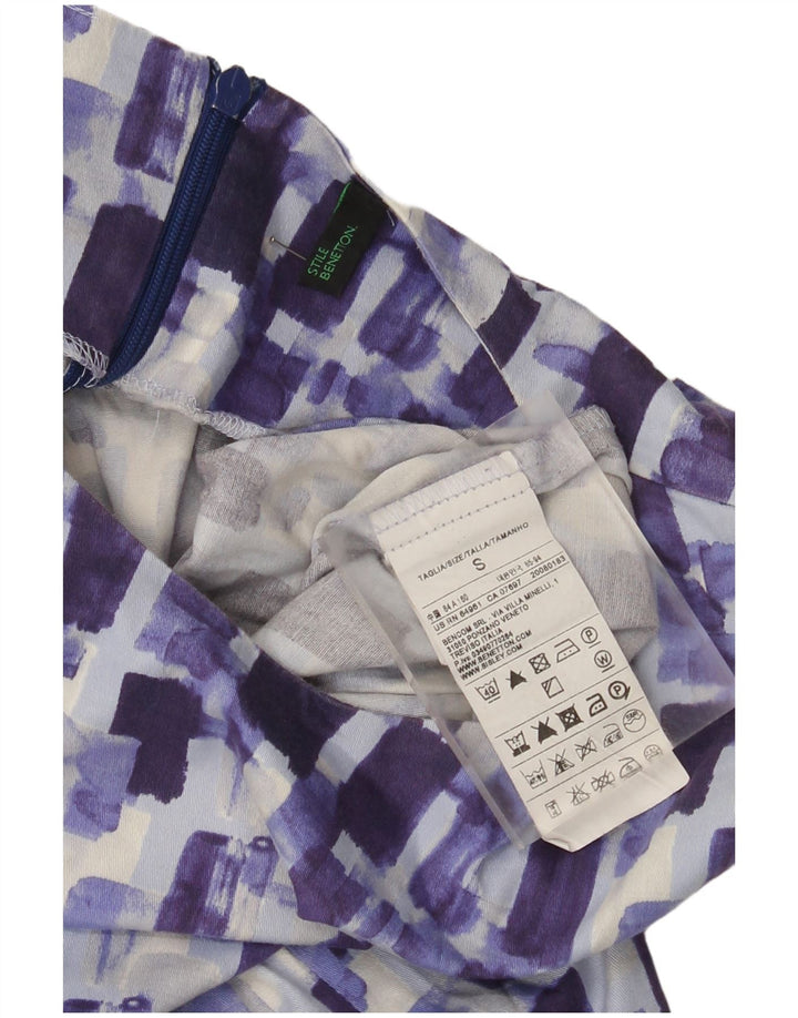 Benetton Robe fourreau pour femme UK 10 Petit coton à carreaux bleu