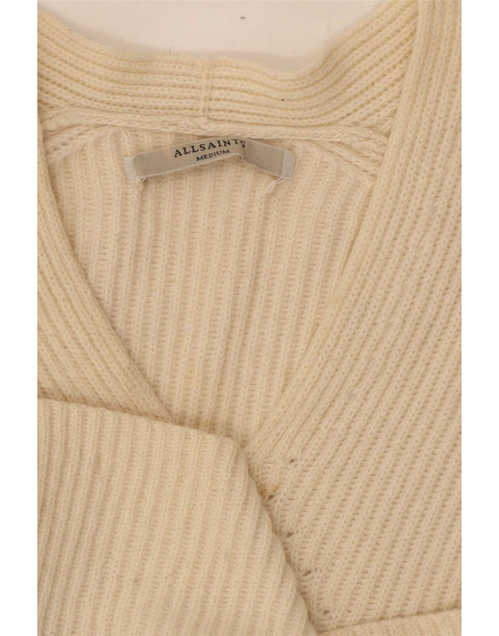 All Saints Pull surdimensionné à col en V pour femme UK 14 Medium Off White