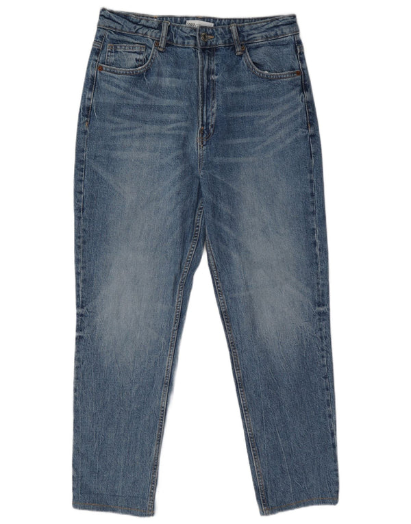 Zara Jean court taille haute fuselé pour femme EU 40 Medium W30 L26 Bleu Coton