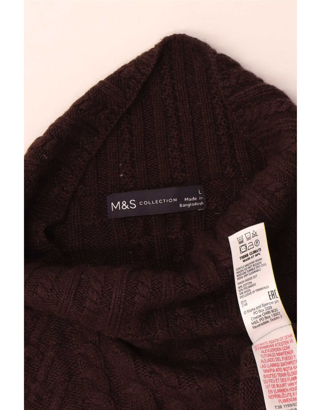 Marks & Spencer Pull col roulé pour femme UK 16 Large Marron