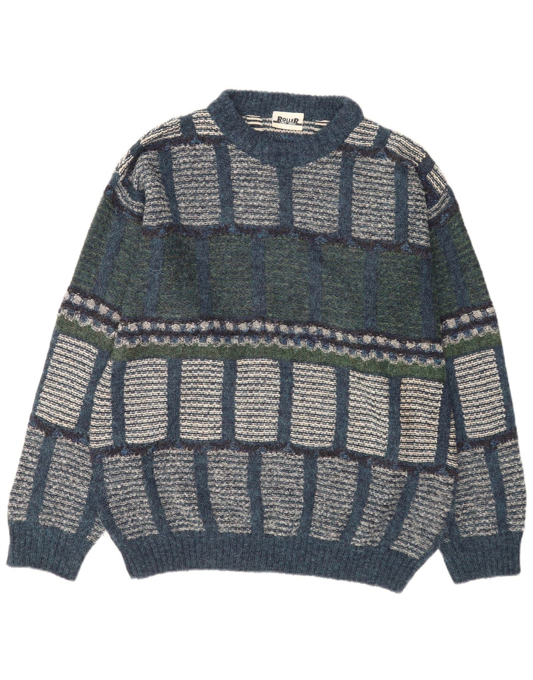 vintage Mens Crew Neck Jumper Sweater IT 48 Moyen Multicolore Géométrique