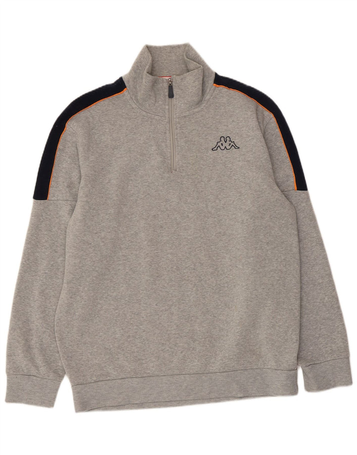 KAPPA Sweat-shirt à col zippé pour homme XL Gris Colorblock Polyester