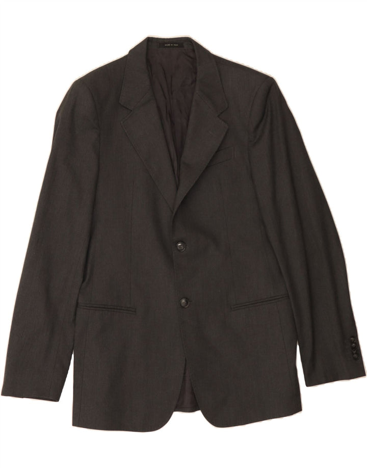 EMPORIO ARMANI Mens 2 Button Blazer Jacket IT 50 Large Grey Polyester Vintage Emporio Armani and Second-Hand Emporio Armani from Messina Hembry 