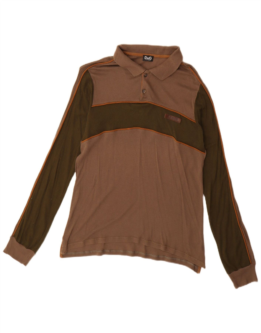 DOLCE & GABBANA Polo à Manches Longues Homme Marron Moyen Colourblock