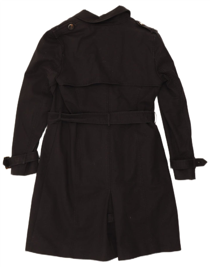 Hobbs Womens Trench Coat UK 12 Medium Black Cotton