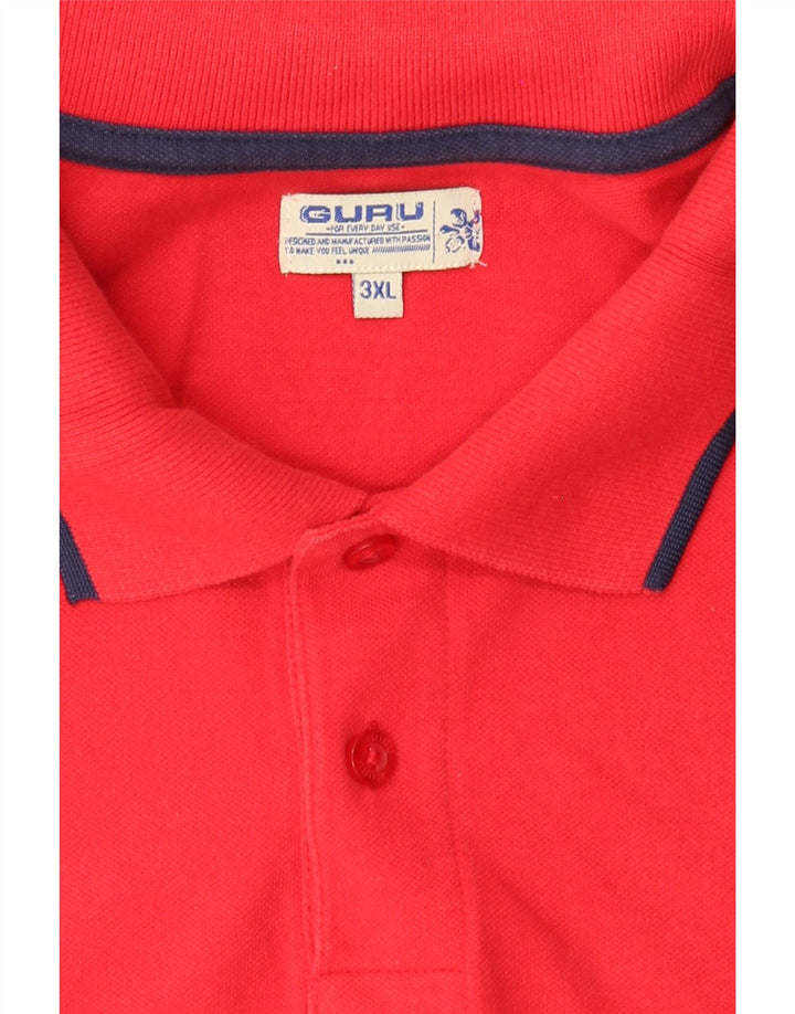 GURU Mens Polo Shirt 3XL Red Cotton Vintage Guru and Second-Hand Guru from Messina Hembry 