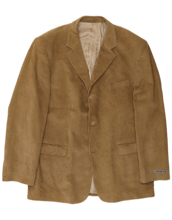 Kartel Veste blazer en velours côtelé à 3 boutons pour homme UK 46 3XL Marron Coton