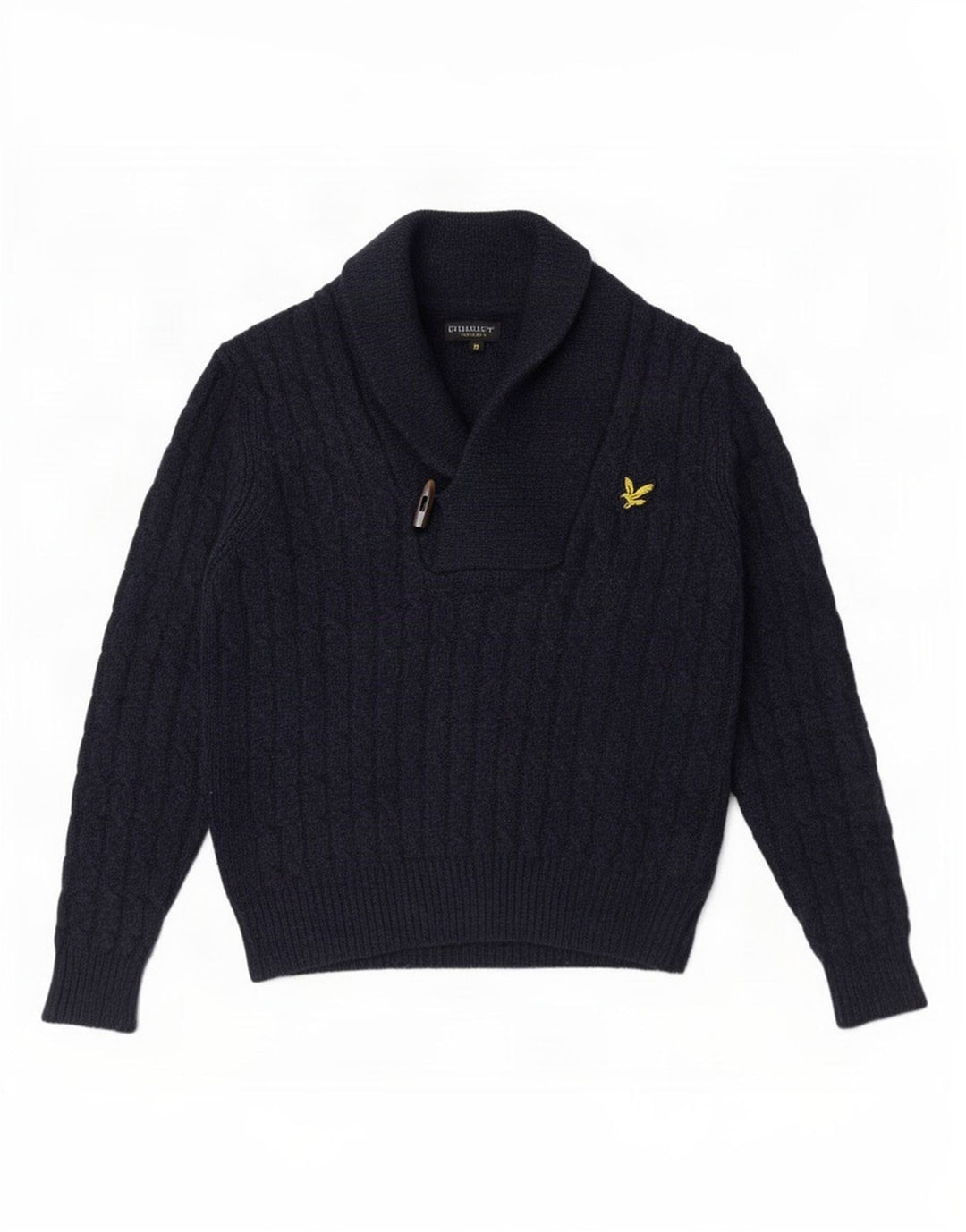 Lyle & Scott Pull à Col Châle Homme Bleu Marine Moyen Laine