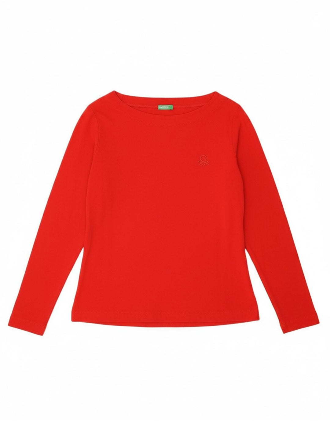BENETTON Womens Top Long Sleeve UK 14 Medium Red Cotton