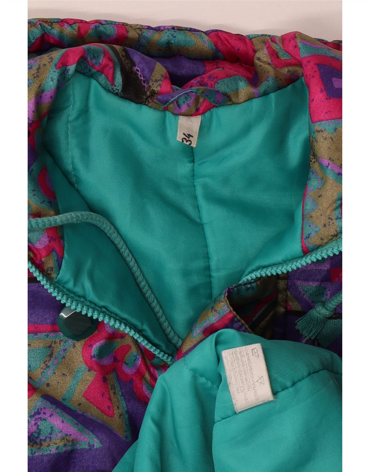 VINTAGE Manteau coupe-vent à capuche pour filles 15-16 ans Géométrique multicolore