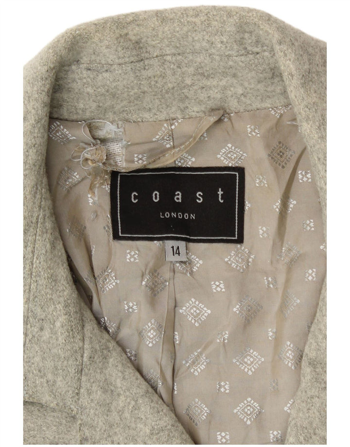 Coast Manteau Double Boutonnage Femme UK 14 Grande Laine Vierge Grise