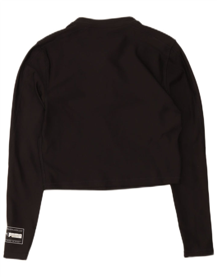 Puma Haut de survêtement court à col zippé pour femme UK 12 Noir moyen