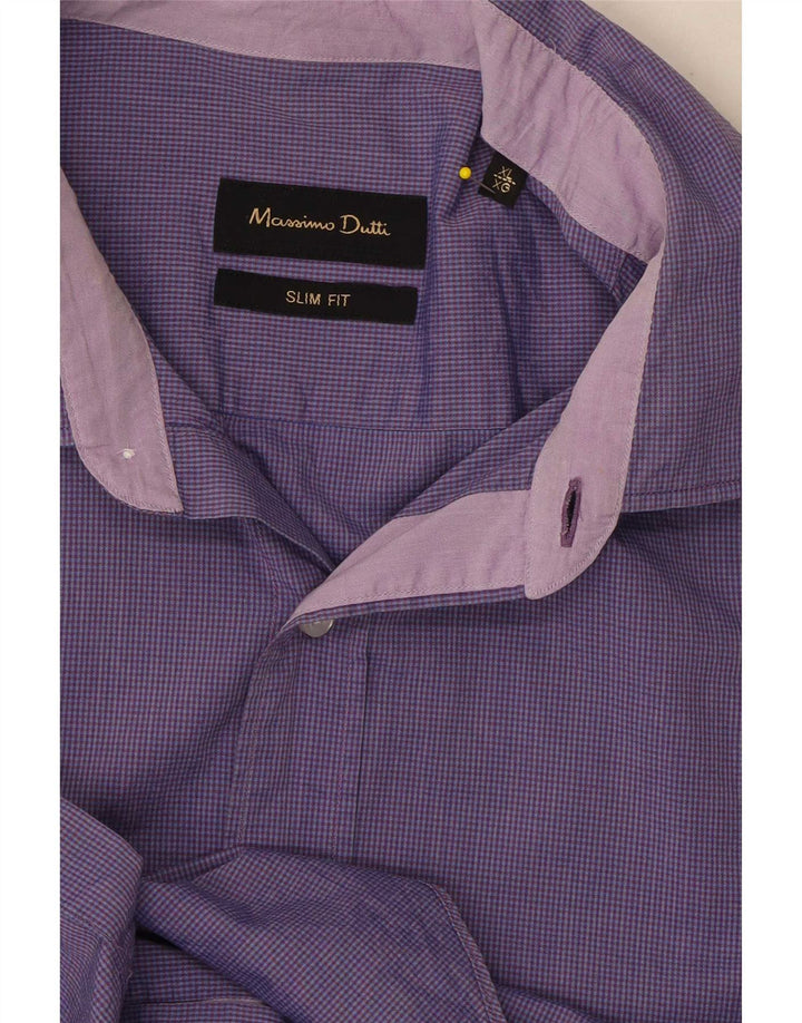 Massimo Dutti Chemise Slim Fit XL Violet Vichy pour Homme
