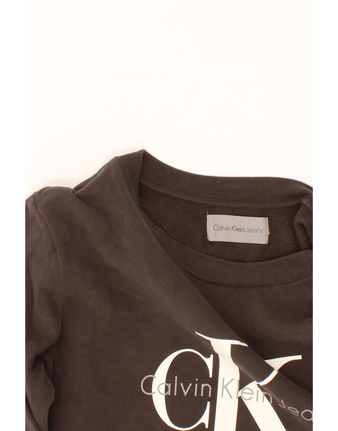 CALVIN KLEIN JEANS Mens Graphic Sweatshirt Jumper Small Grey Cotton Vintage Calvin Klein Jeans and Second-Hand Calvin Klein Jeans from Messina Hembry 