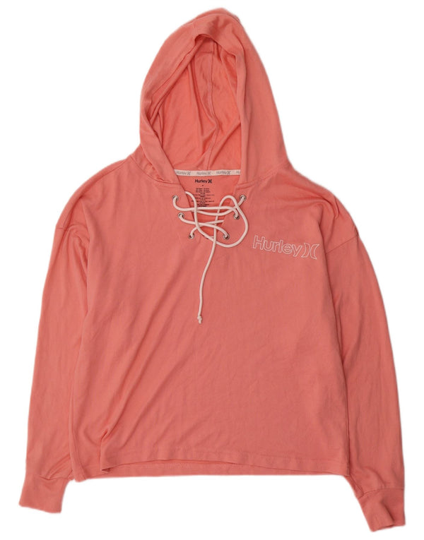 Hurley Femme Haut Graphique À Capuche Manches Longues UK 44 Rose Moyen Polyester