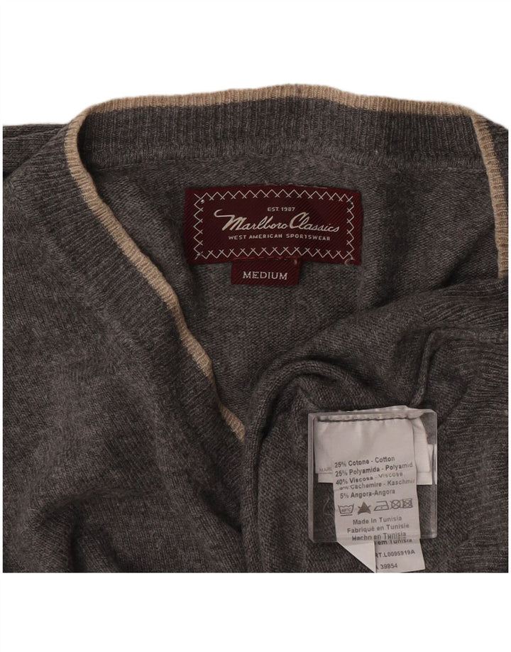 Marlboro Classics Pull col V Homme Gris Moyen Coton