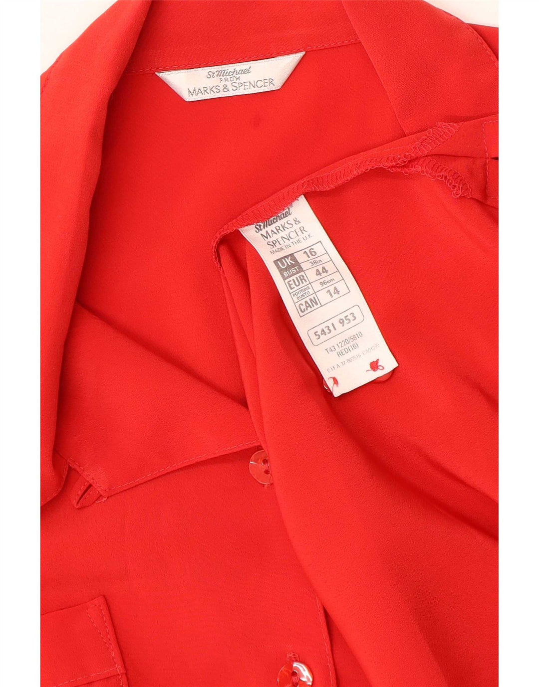 Marks & Spencer Chemisier St. Michael pour femme UK 16 Large Rouge Polyester
